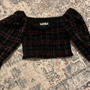 Black and Red Plaid Women's Top